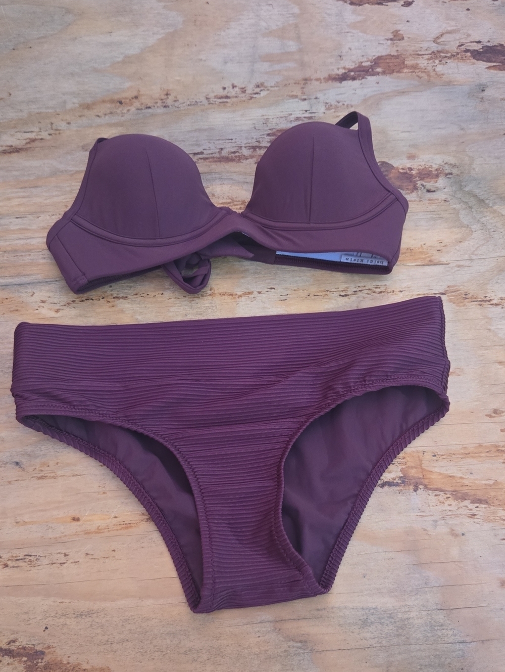 Heidi Klein Ribbed Molded Bikini in Plum